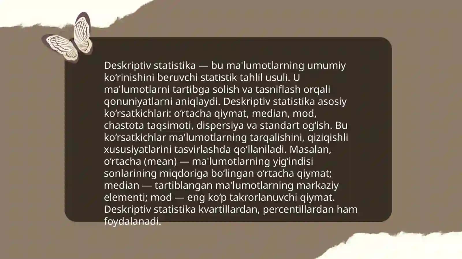 Ekonometrikada qo'llaniladigan statistik ko'rsatkichlar 3