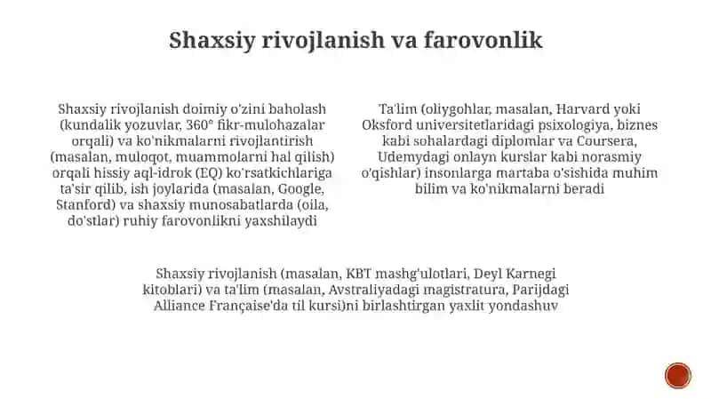 Shaxsiy rivojlanish va farovonlik 3