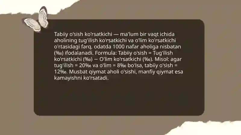 Aholi harakatining statistik ko'rsatkichlari 3