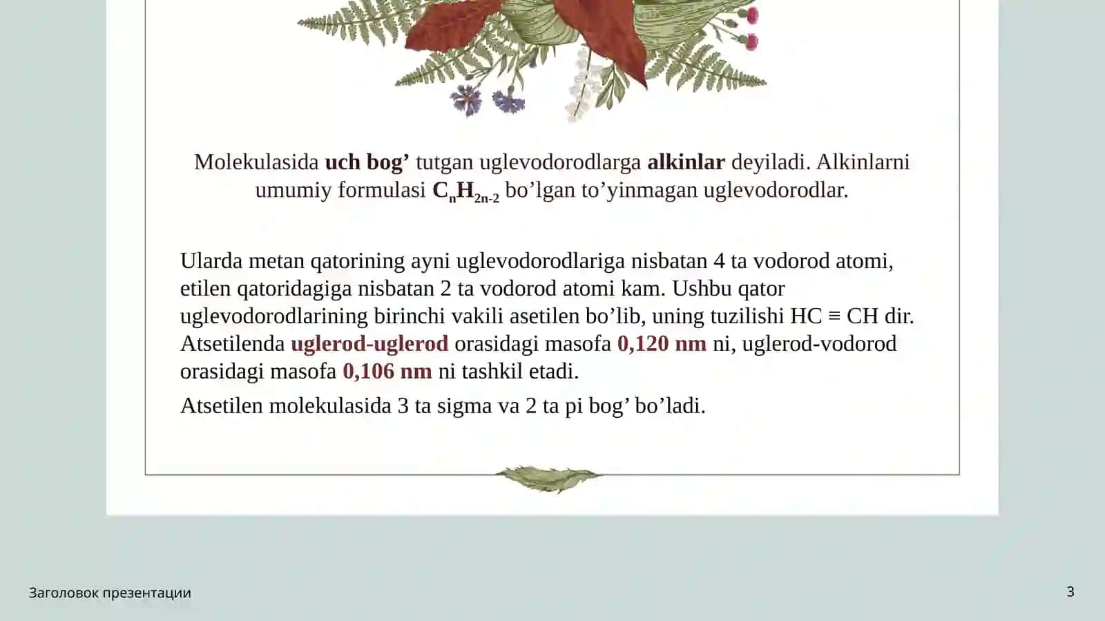 ALKINLARNING OLINISHI VA XOSSALARI 3