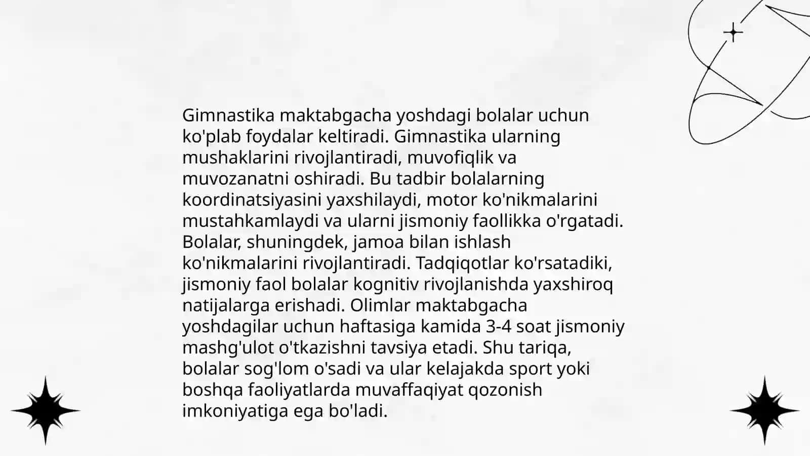 Maktabgacha taʼlim yoshidagi bolalar uchun gimnastika komplekslarini shakllantirish 3