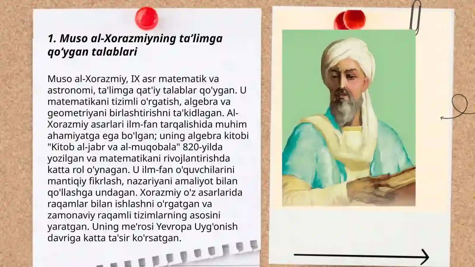 Sharq mutafakkirlarining pedagogik qarashlari va ustoz-murabbiyga qo’ygan talablari (Muso al -Xorazmiy, Abu Rayhon Beruniy va Abu Ali ibn Sino) 3