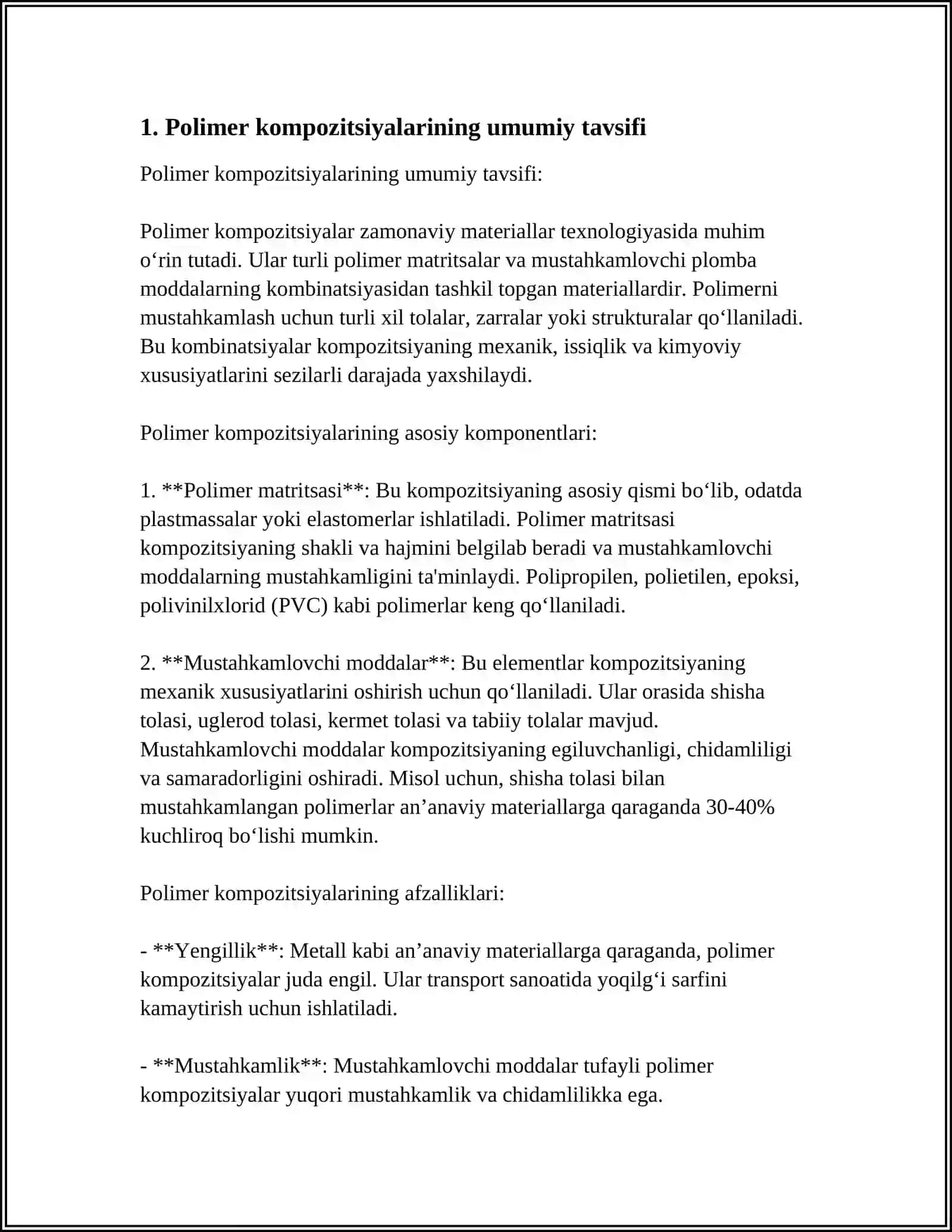 POLIMER KOMPOZITSIYASINI TAYYORLASH TEXNOLOGIYASI 3