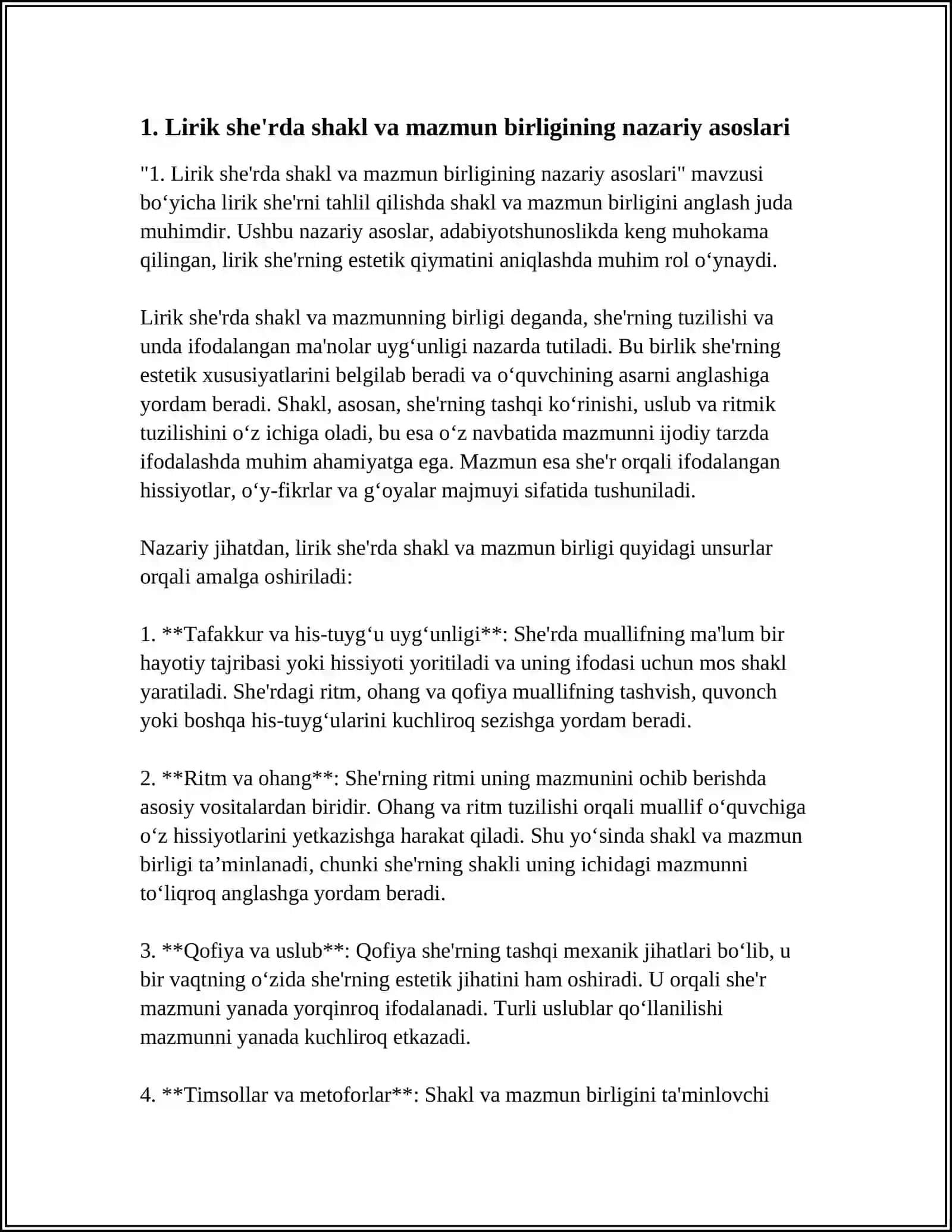 LIRIK SHE'RDA SHAKL VA MAZMUN BIRLIGI 3