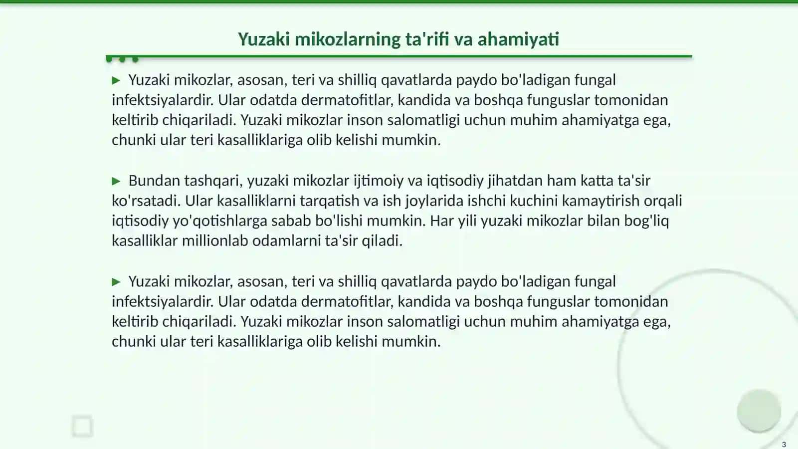 Yuzaki mikozlar qoʻzgʻatuvchilari 3