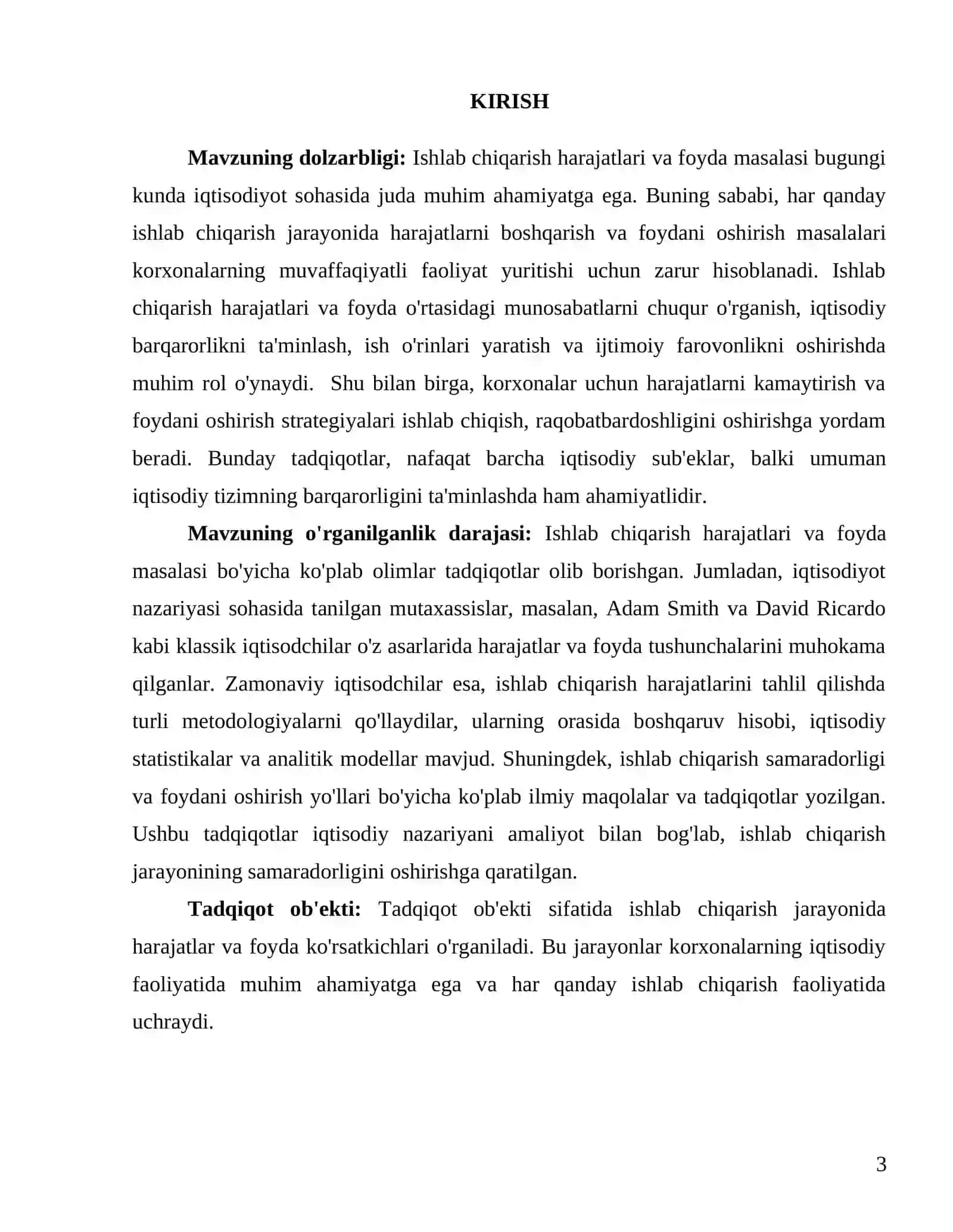 Ishlab chiqarish harajatlari va foyda 3