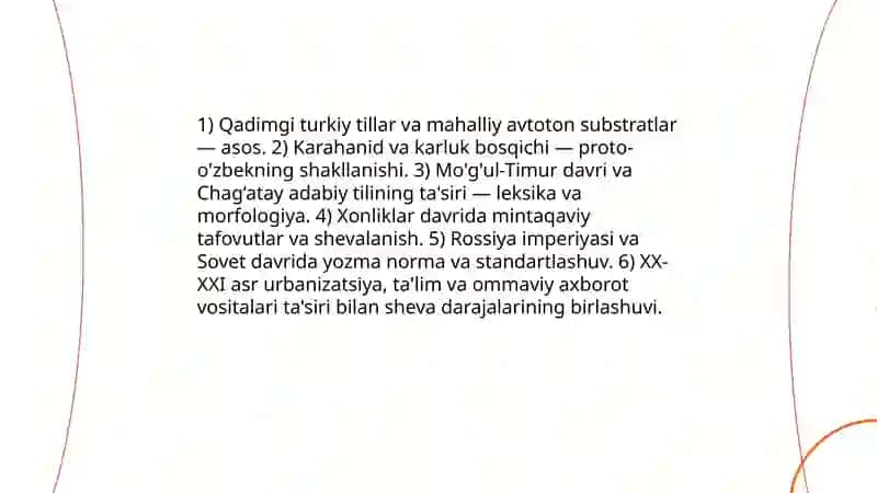 O'zbek shevalarining tarixiy oqimi 3