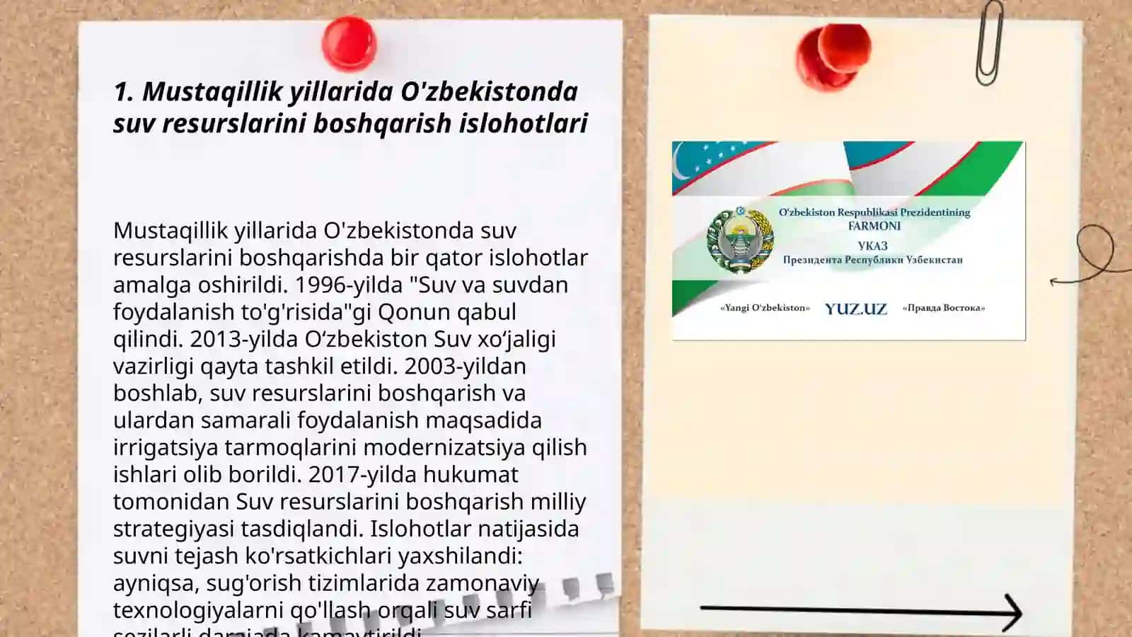 Mustaqillik yillarida O'zbekistonda irrigatsiya sohasida amalga oshirilayotgan islohotlar 3