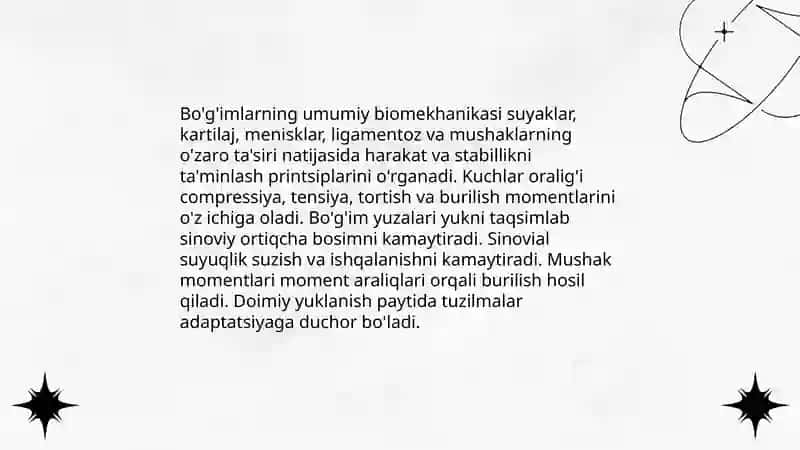 Bo'g'imlarning umumiy biomekhanikasi 3