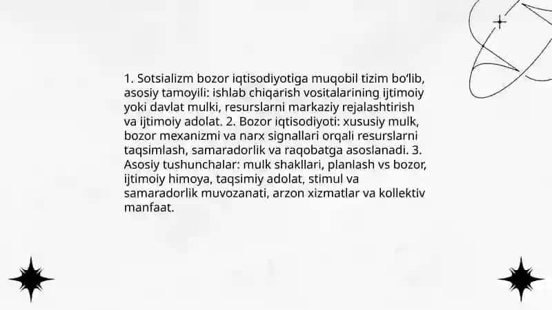 Bozor iqtisodiyotiga muxolif - sotsialistik yonalish mohiyati va uning tarixiy taqdiri 3