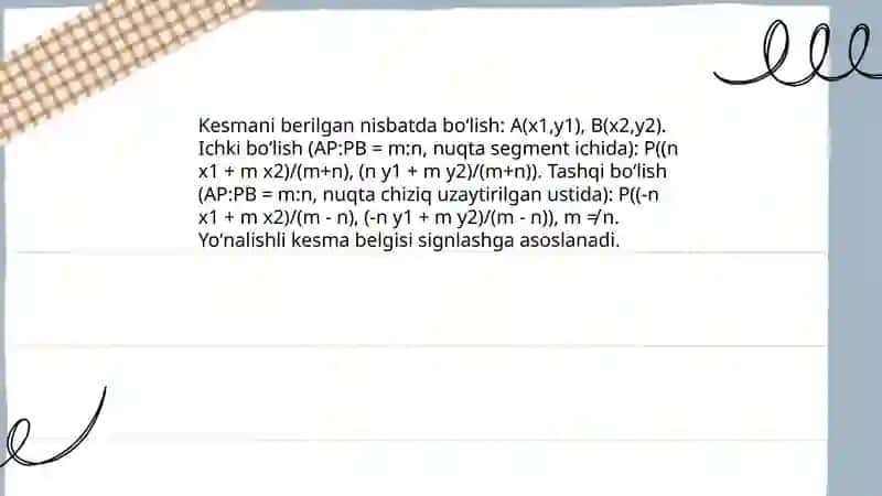 Kesmani berilgan nisbatda boʻlish (ichki va tashqi) tushunchasi 3