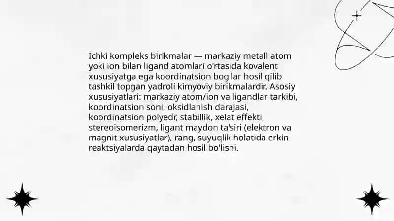 Ichki kompleks birikmalar 3