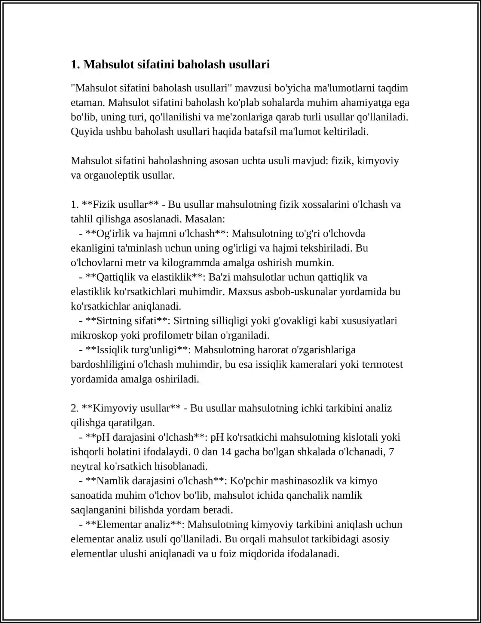 QANDOLOT MAHSULOTLARINI SIFAT KOʻRSATKICHLARI ANIQLASH 3
