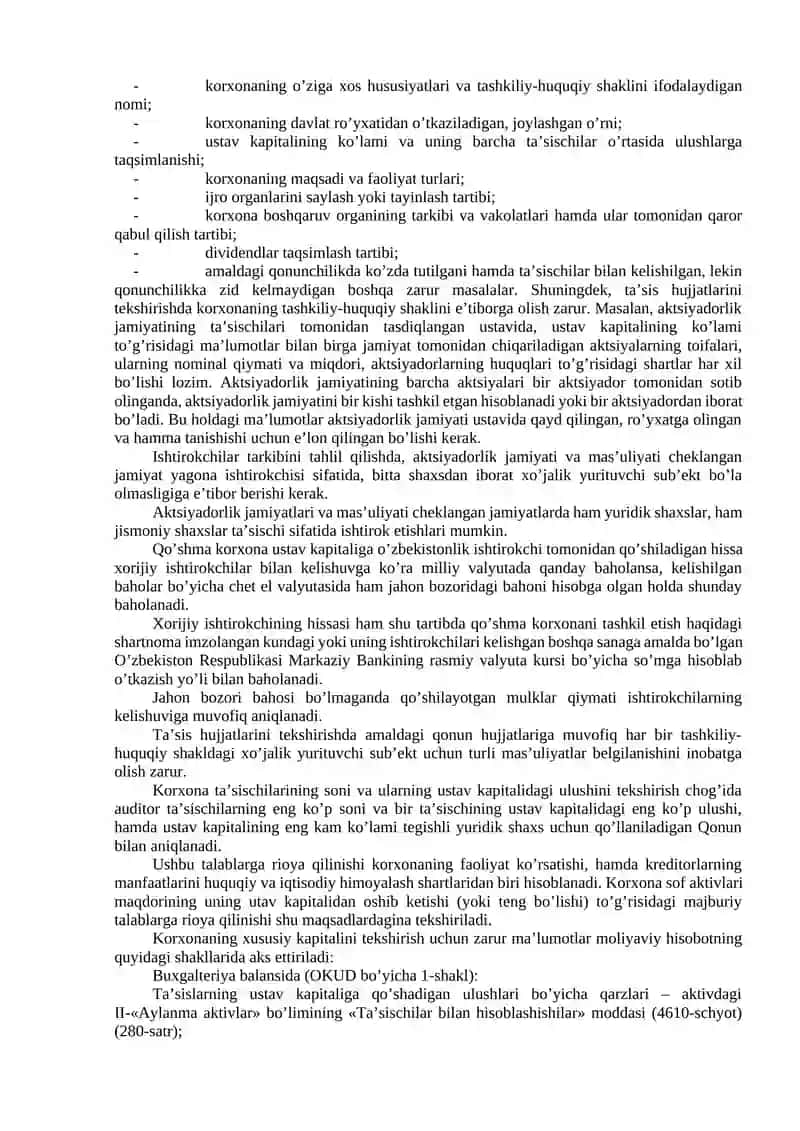 Xususiy Kapital Shakllanishi va Ta'sischi Bilan Hisoblashishlar Audit 3