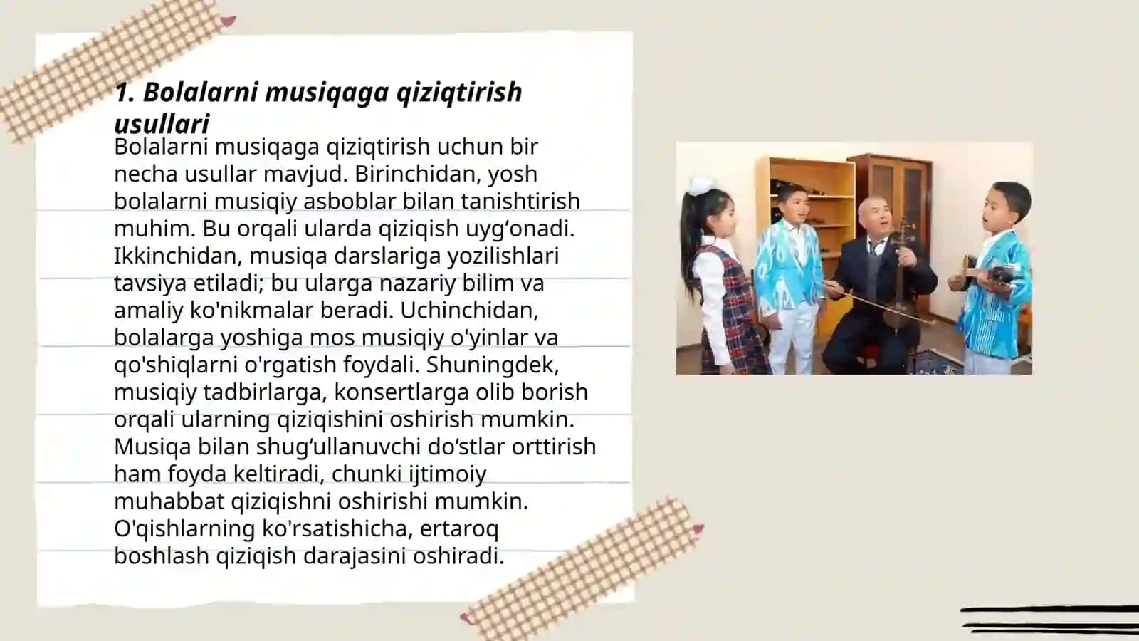 Bolalarni musiqiy cholg‘ularda ijroga o‘rgatish 3