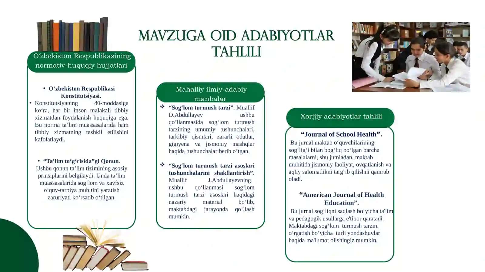 MAKTAB JAMOASI OʻRTASIDA SOGʻLOM TURMUSH TARZINI YO‘LGA QOʻYISH 3