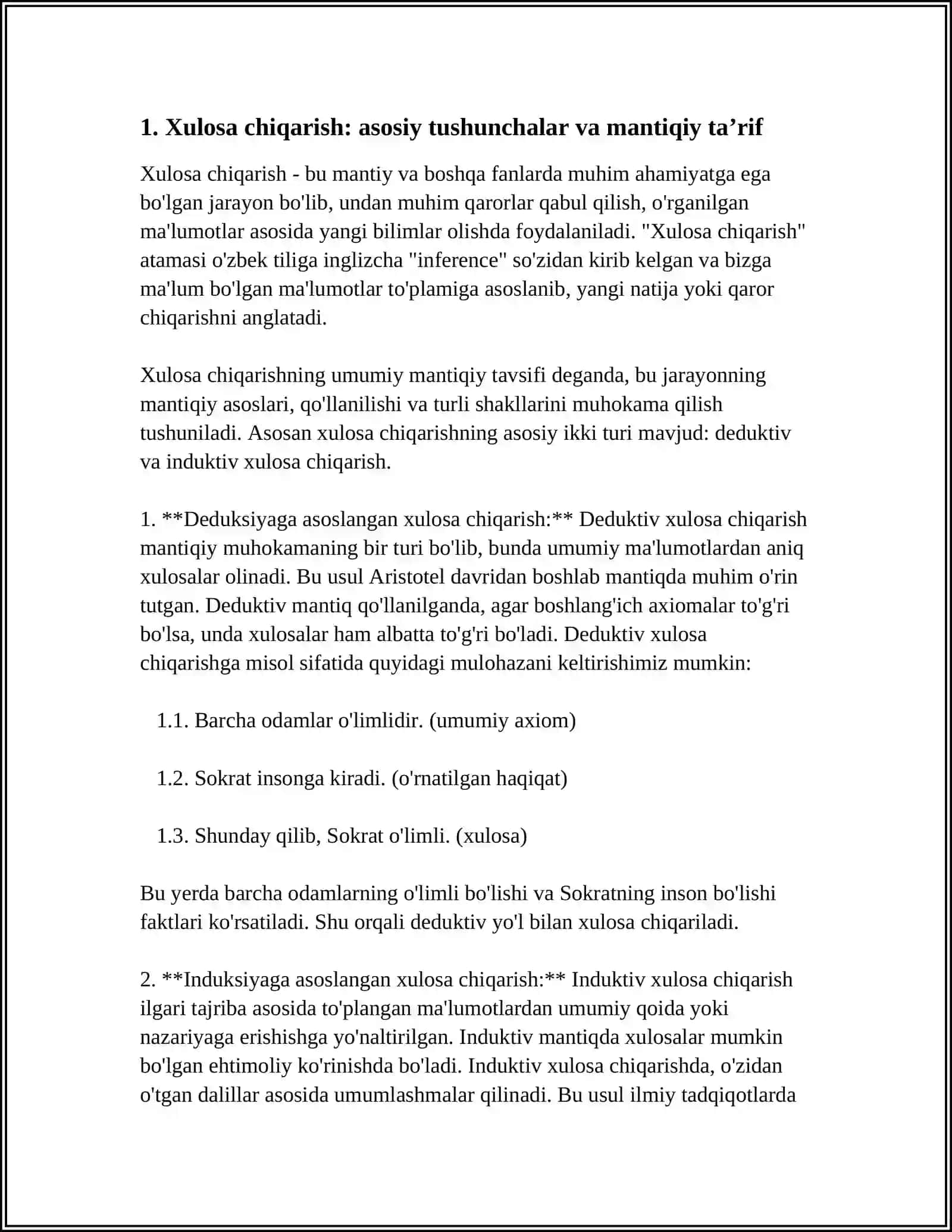 XULOSA CHIQARISHNING UMUMIY MANTIQIY TAVSIFI 3