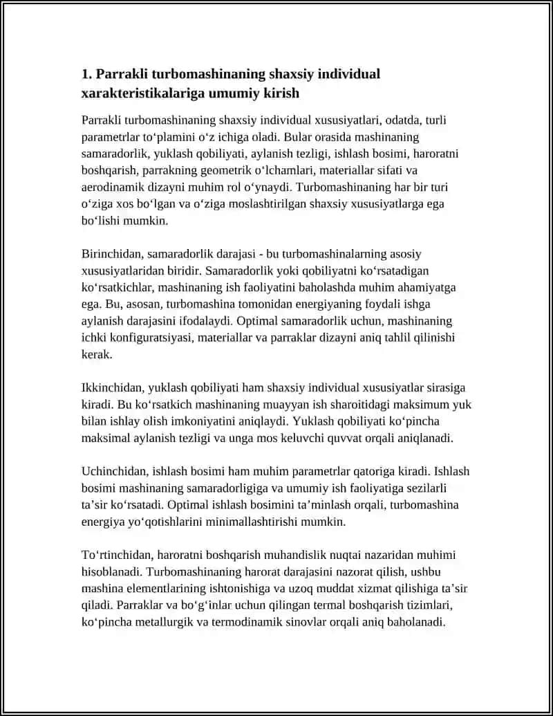 PARRAKLI TURBOMASHINANING SHAXSIY INDIVIDUAL XAREKTIRISTIKLARI 3