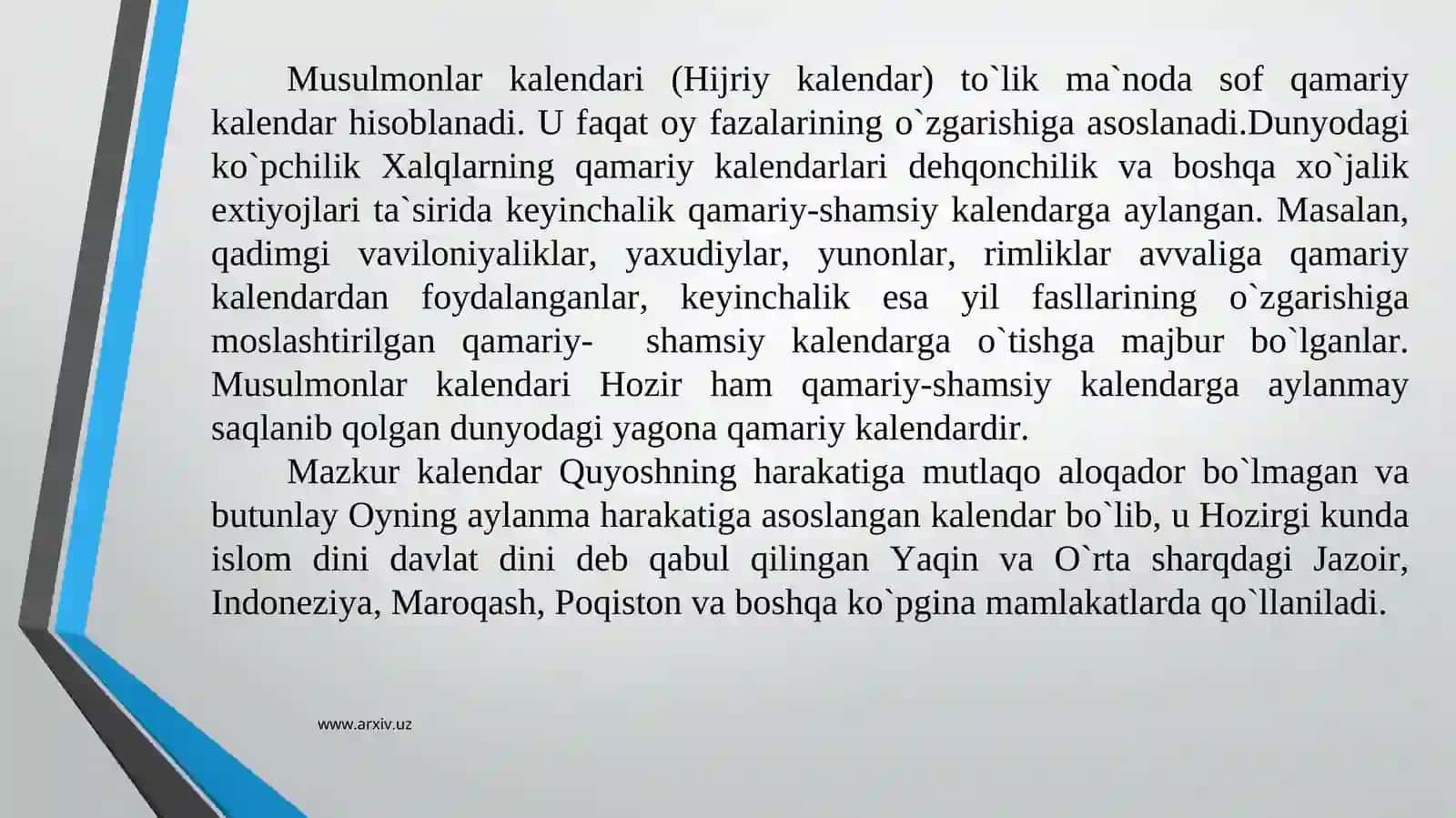 Musulmonlar kalendari. Hijriy yil hisobi 3