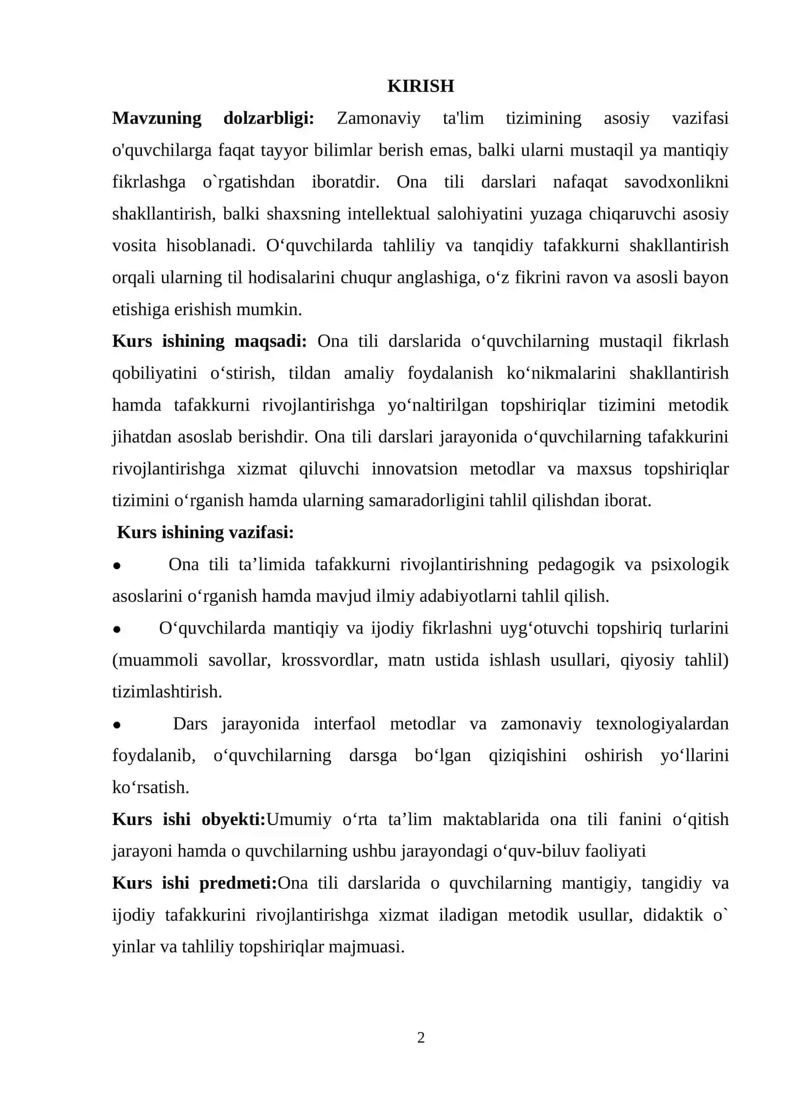 ONA TILI DARSLARIDA TAFAKKURNI RIVOJLANTIRISHGA YOʻLANTIRILGAN TOPSHIRIQLARDAN FOYDALANISH 3
