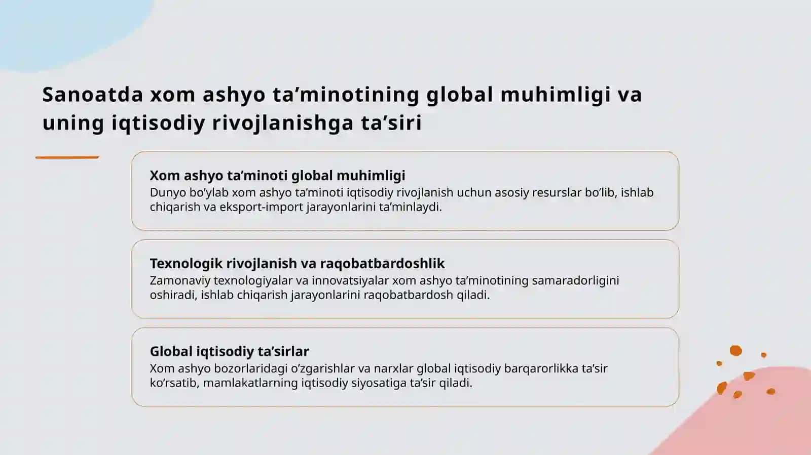 Xom ashyo ta’minoti va iqtisodiy ta’siri 3