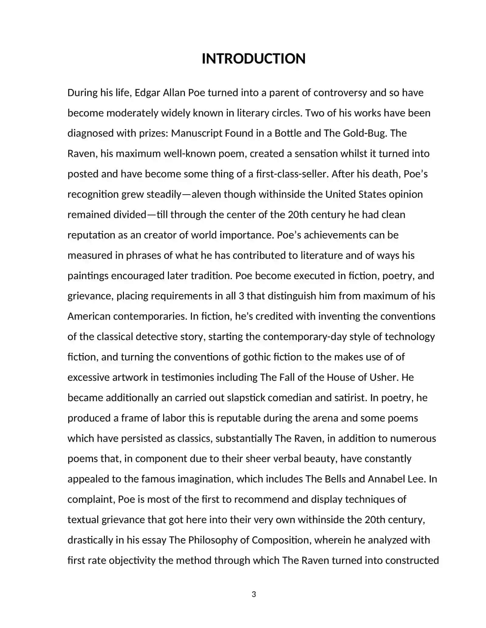 Course Paper on Edgar Allan Poe's Short Stories 3