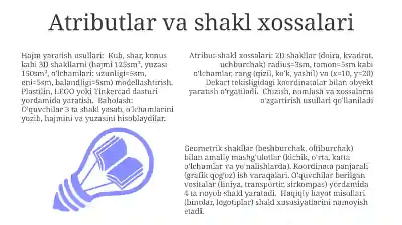 Maxsus shakllar toʻplamidan foydalanib narsalarni hosil qilishga oʻrgatish metodlari 3