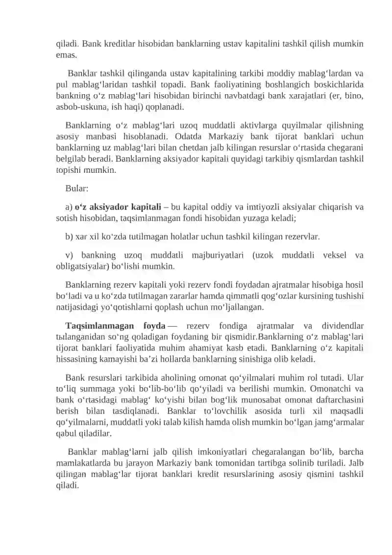 Tijorat Banklari Passivlari Tarkibi va Ularini Joylashishi 3