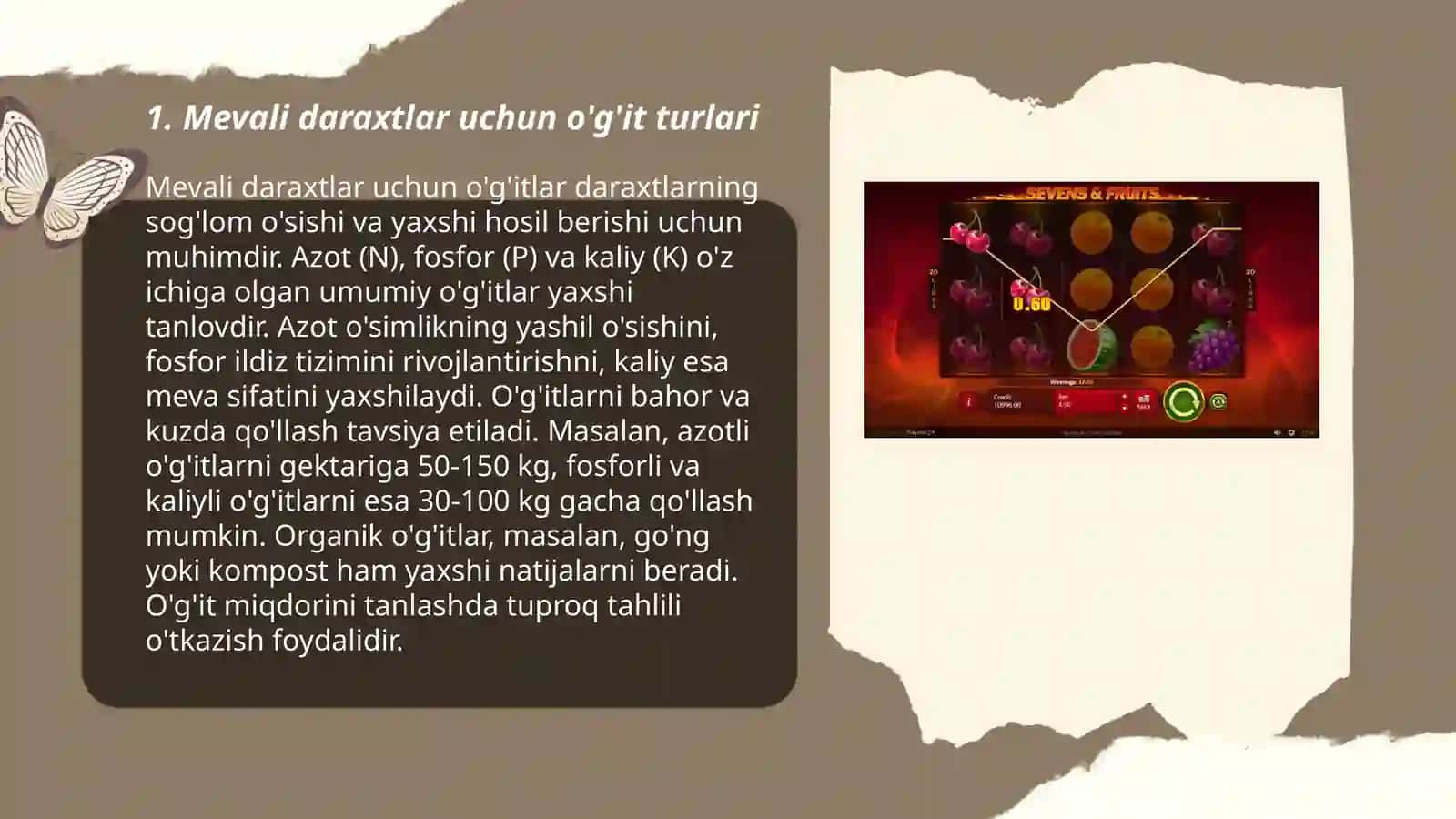 Mevali daraxtlar intensiv bog'lar va rezavor mevalarni o'g'itlash 3