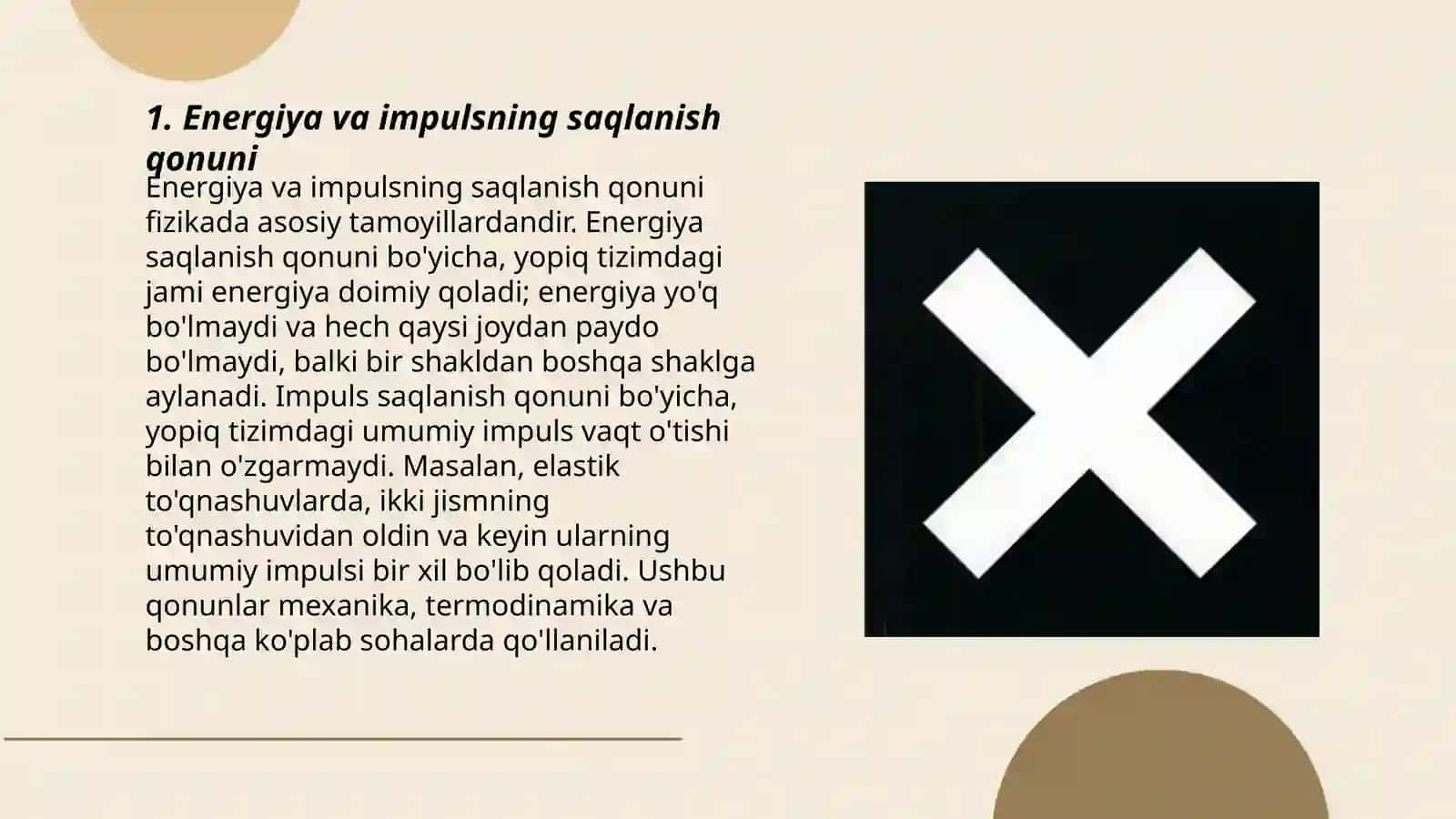 Energiya va impulsning saqlanish qonuni 3