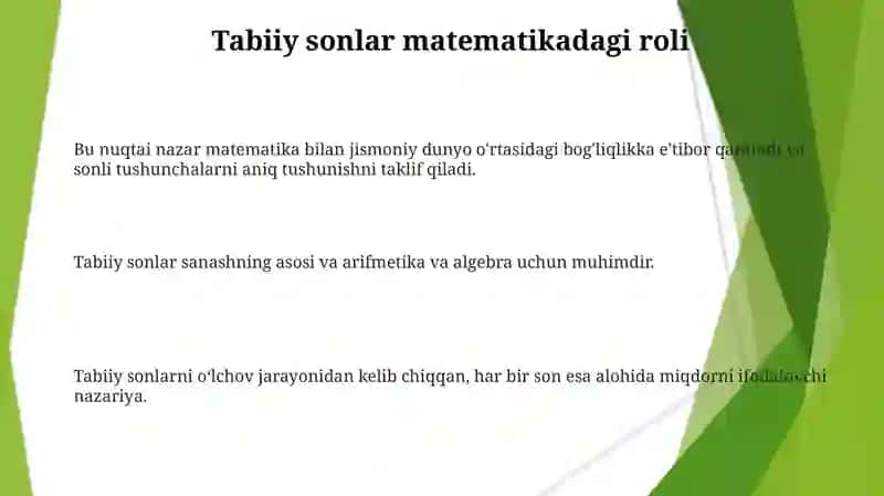 Tabiiy sonni miqdorlarni òlchash natijasi sifatida qaralish nazariyasi 3