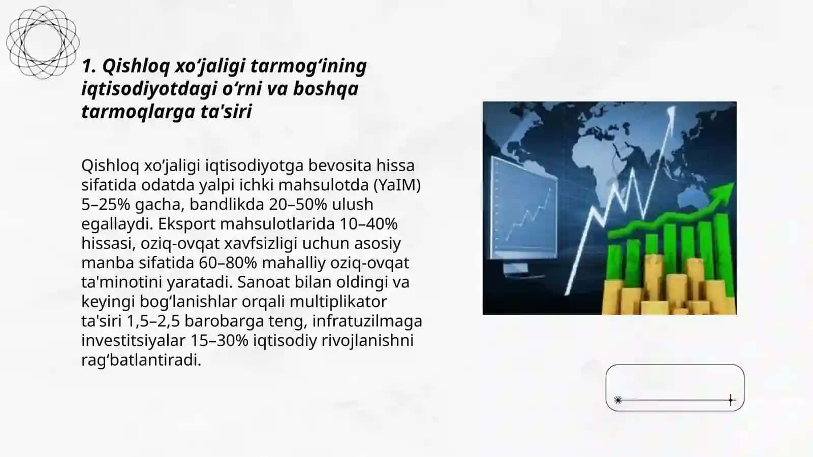 Qishloq xo‘jaligi tarmog‘ining iqtisodiyotdagi o‘rni va boshqa tarmoqlarga ta'siri 3
