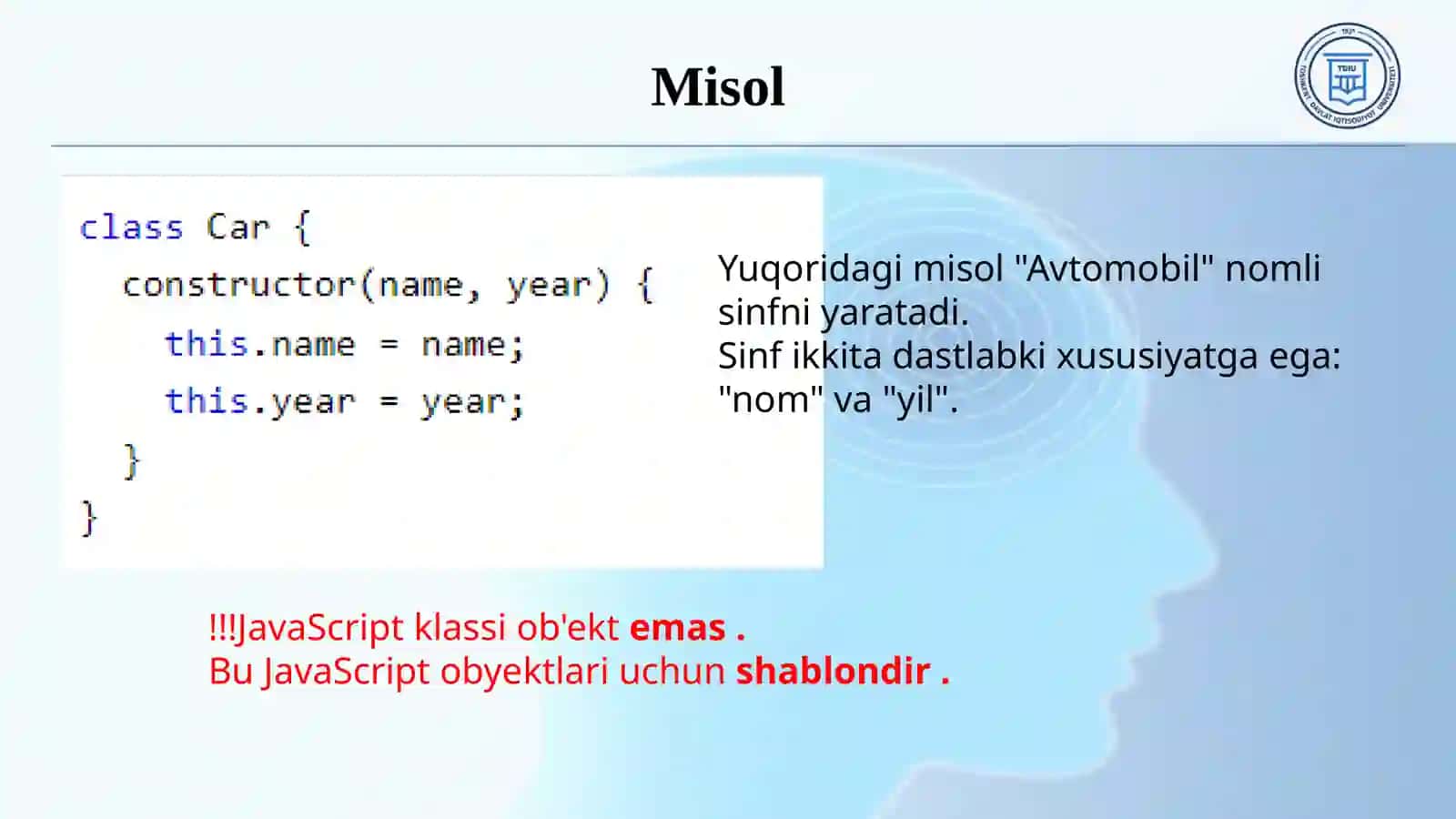 JavaScript klassi sintaksisi 3