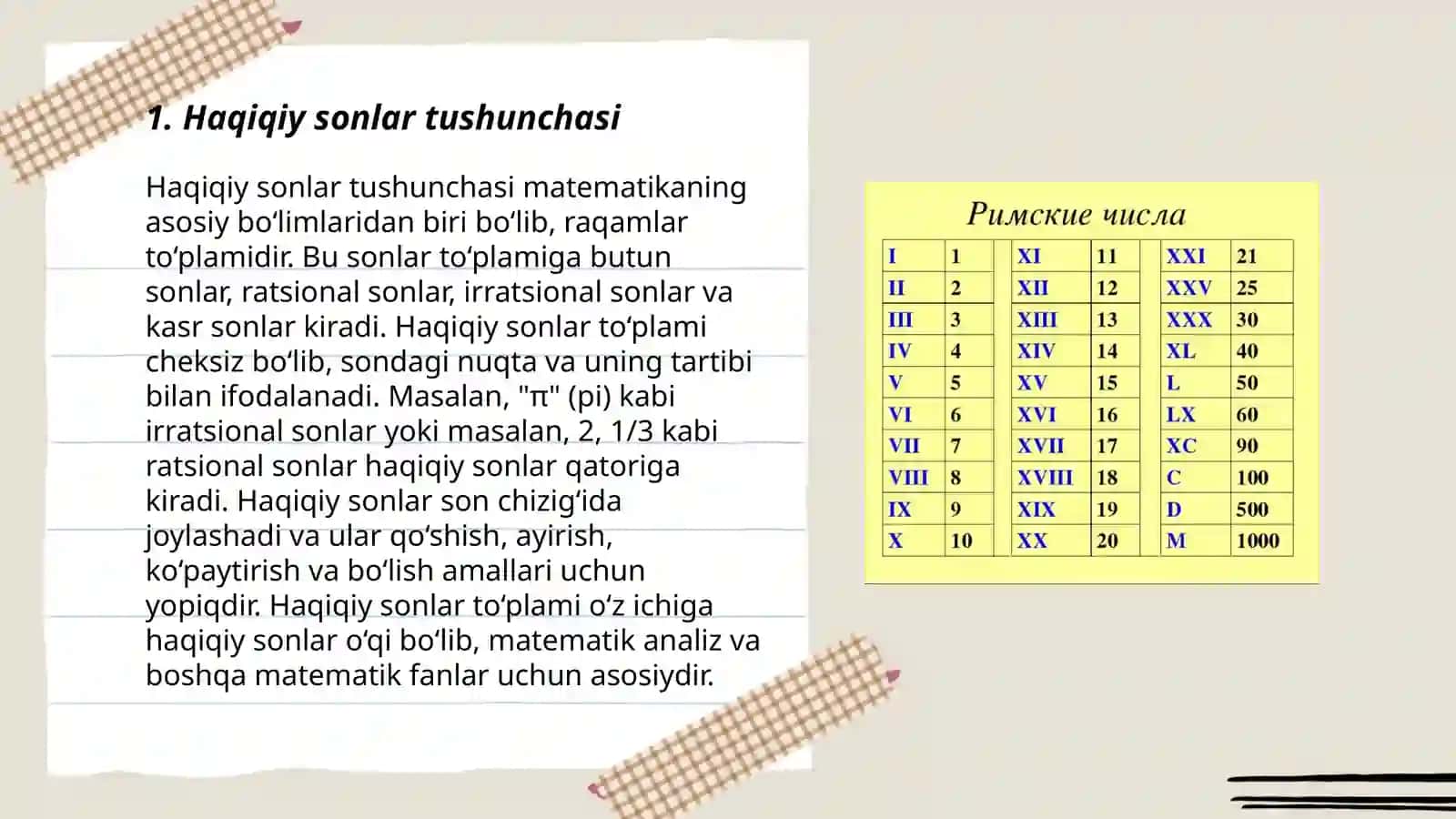 Haqiqiy sonlar va ular ustida arifmetik amallar bajarish 3