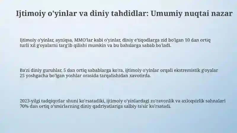 Ijtimoiy o'yinlar va diniy tahdidlar 3