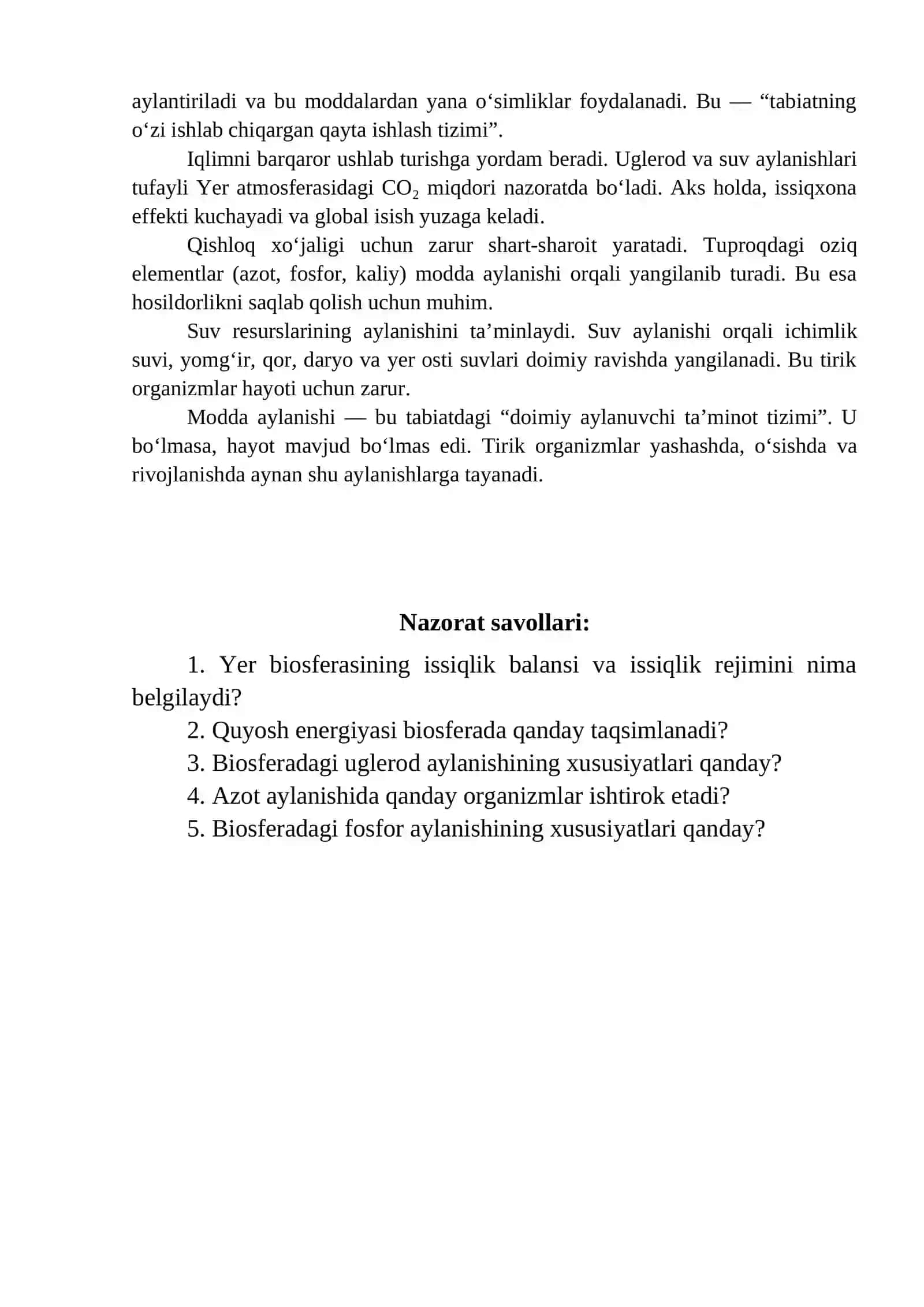 Biosferada moddalar va energiya aylanishi 3