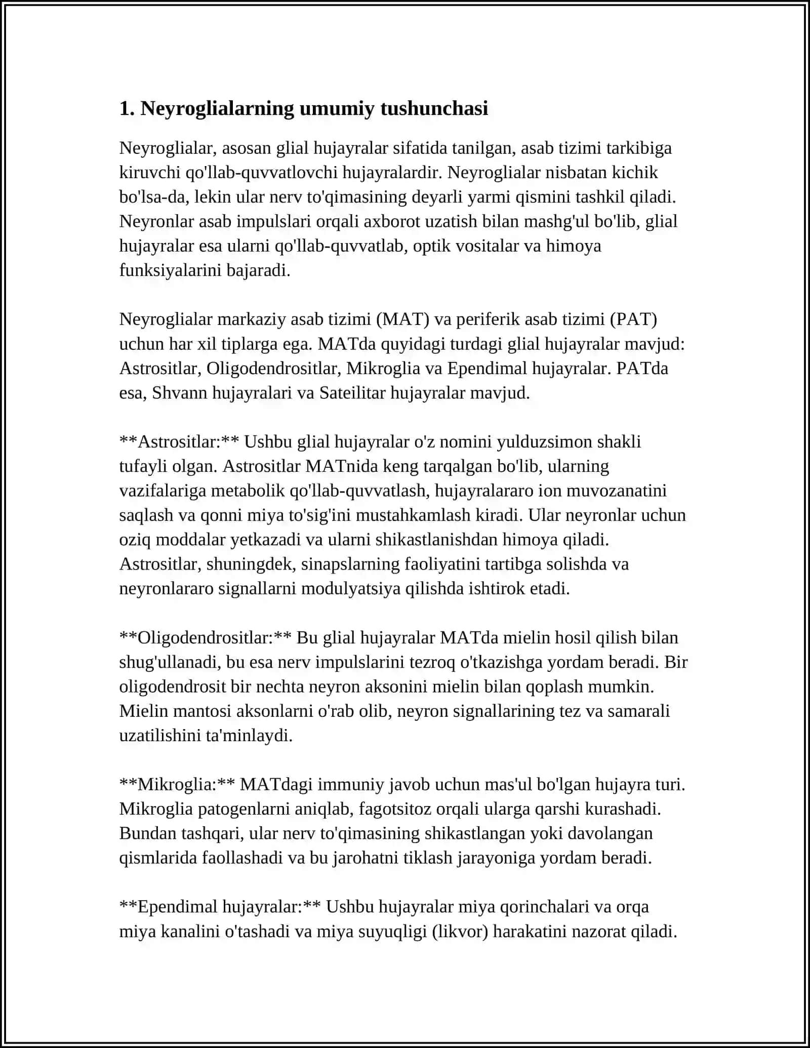 NEYROGLIYA HUJAYRALARINING TUZILISHI VA FUNKSIYALARI 3