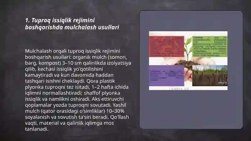 Tuproqning issiqlik va ozuqa rejimlarini yaxshilash 3