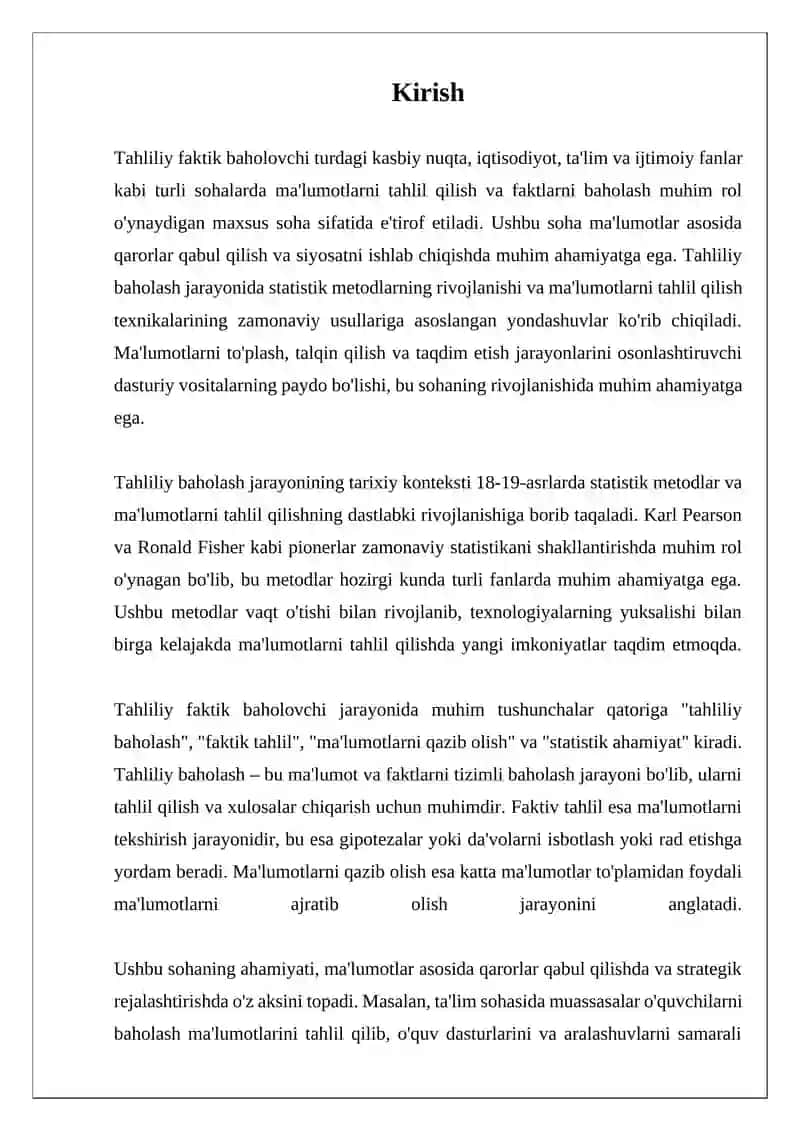 Tahliliy faktik baholovchi turdagi kasbiy nuqta 3