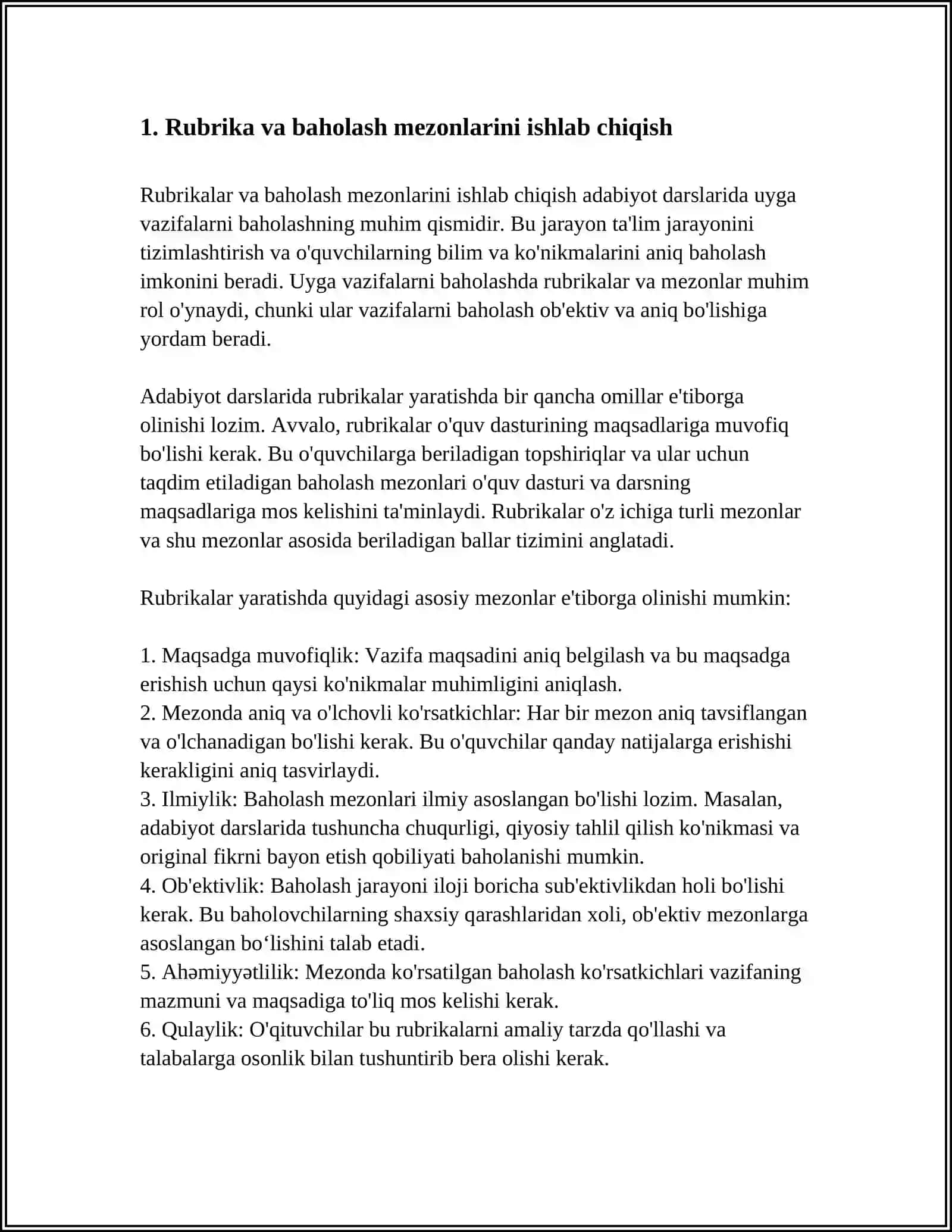 ADABIYOT DARSLARIDA UYGA VAZIFALARNI BAHOLASH YOʻLLARI 3