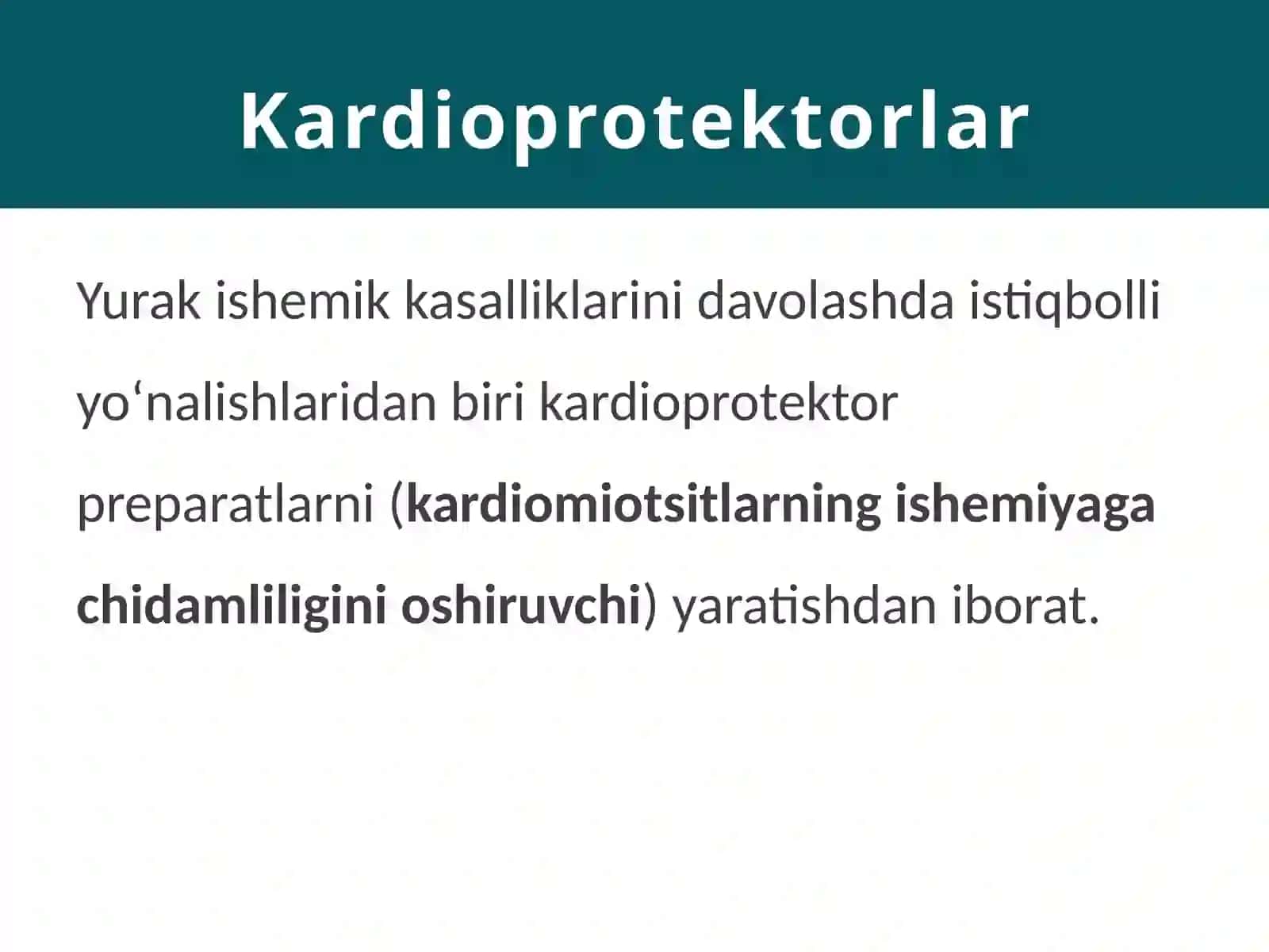 Kardioprotektorlar va metabotrop vositalar 3