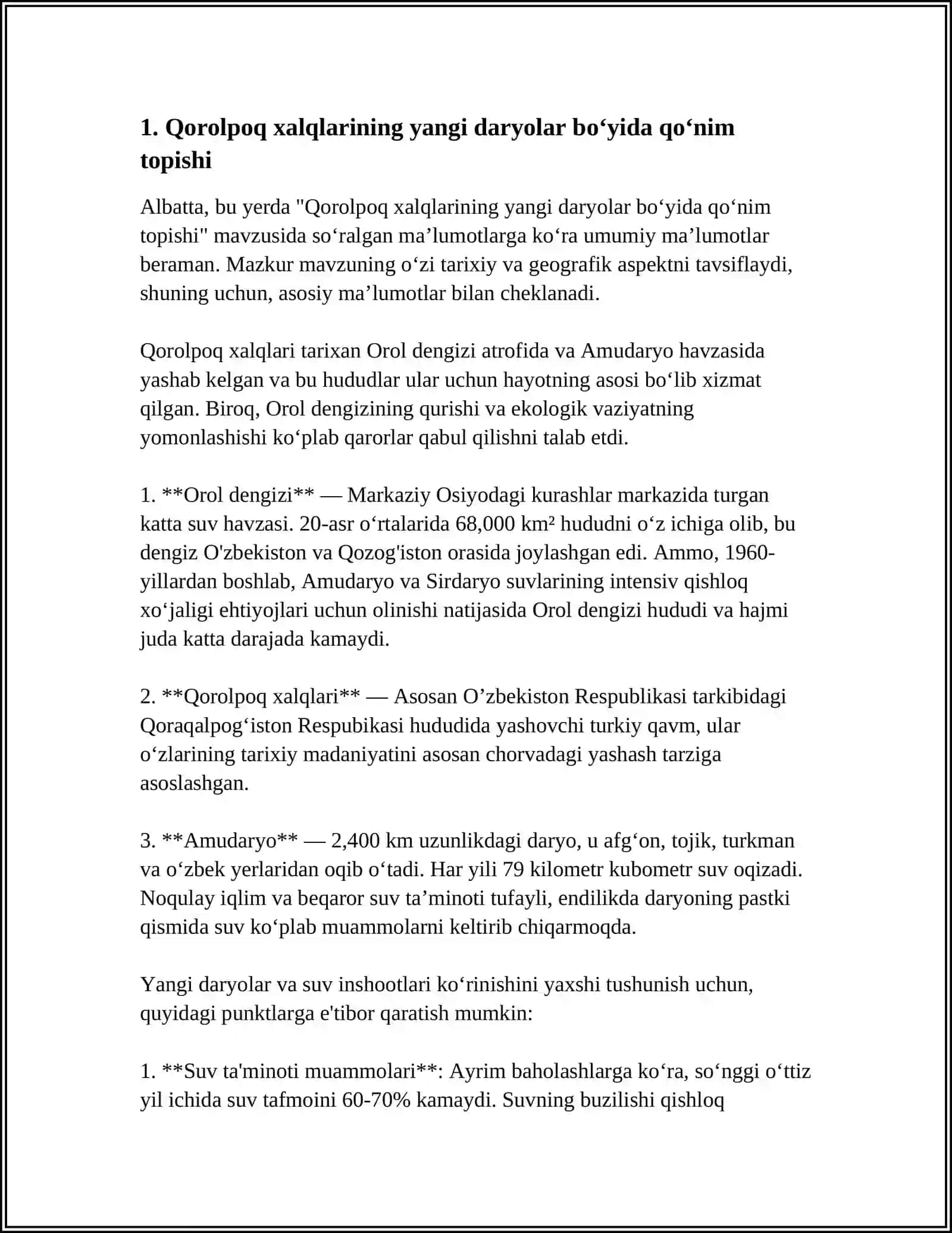 QOROLPOQLARNING YANGI DARYO BÕYIDA JOYLASHUVI 3