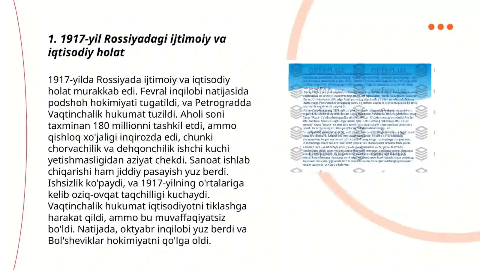 1917-yil fevral inqilobi va Oktyabr toʻntarishi sabablar va oqibatlari 3