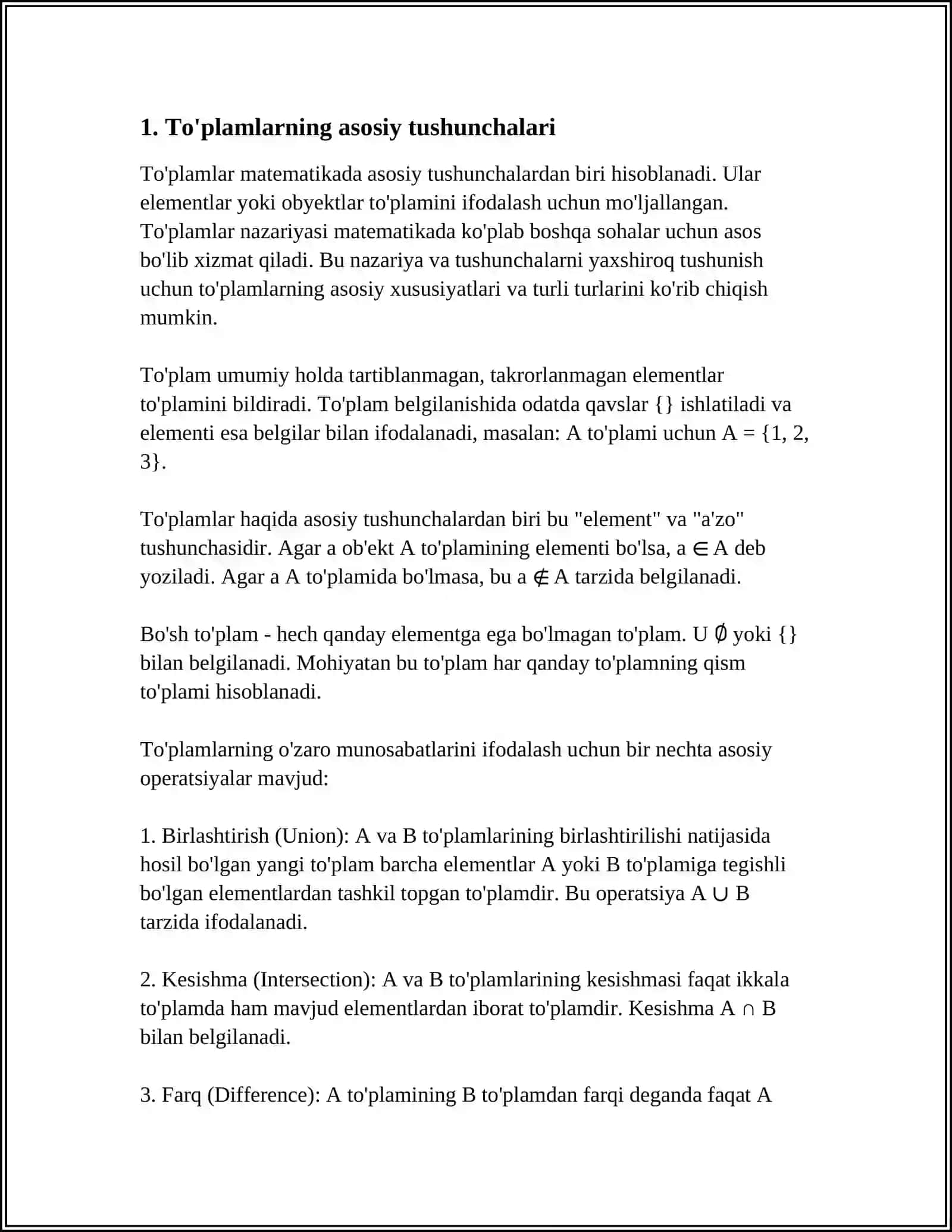TOʻPLAMLAR VA ULAR USTIDA AMALLAR 3