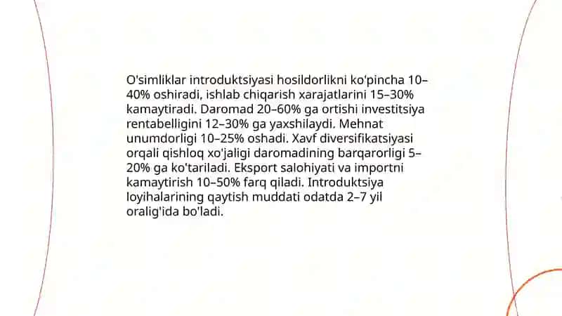 O'simliklar introduksiyasining iqtisodiy va qiwloq xojaligidagi ahamiyati 3