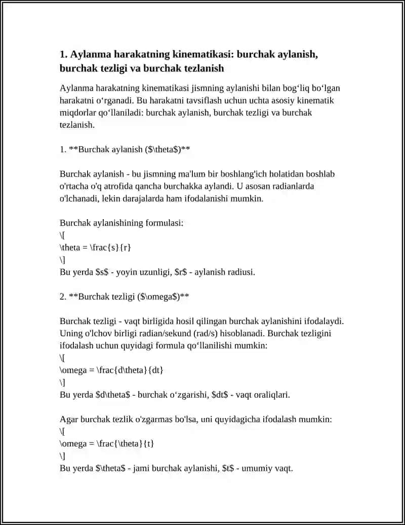 Aylanma harakatning kinematikasi va dinamikasi 3