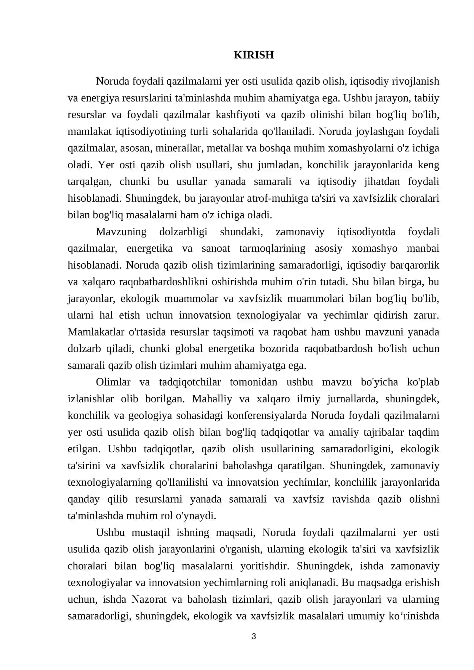 Noruda foydali qazilmalarni yer osti usulida qazib olishdagi qazib olish tizimlari 3