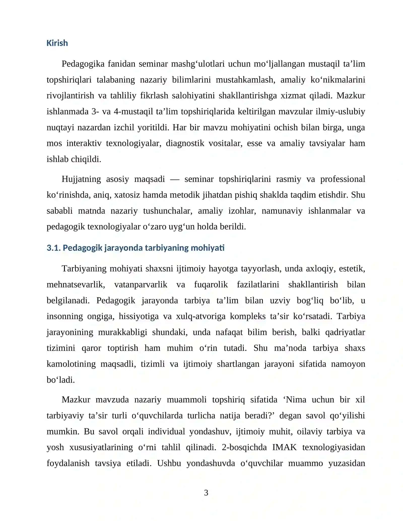 MUSTAQIL TA’LIM TOPSHIRIQLARI 3