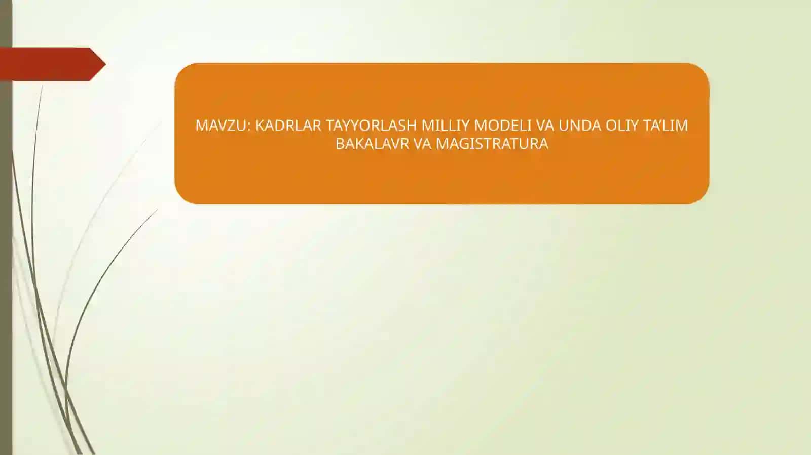 Kadrlar Tayyorlash Milliy Modeli va Unda Oliy Ta’lim Bakalavr va Magistratura 3