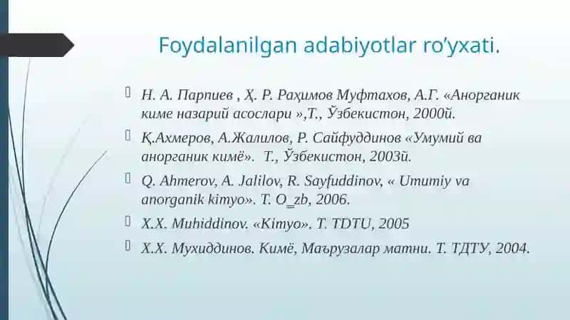 Kimyo fanining asosiy tushunchalari va qonunlari 3